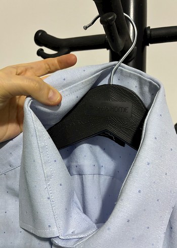 Erkek Mavi Düğmeli Uzun Kollu Gömlek Pierre cardin - Görsel 8