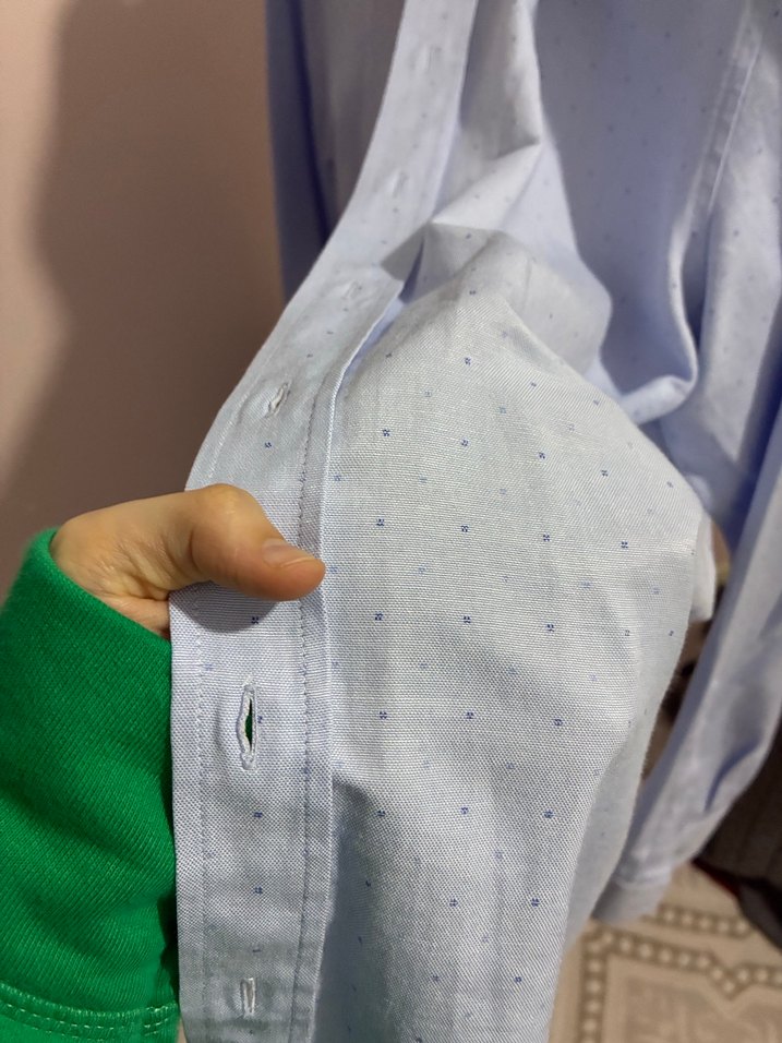 Erkek Mavi Düğmeli Uzun Kollu Gömlek Pierre cardin - Görsel 5