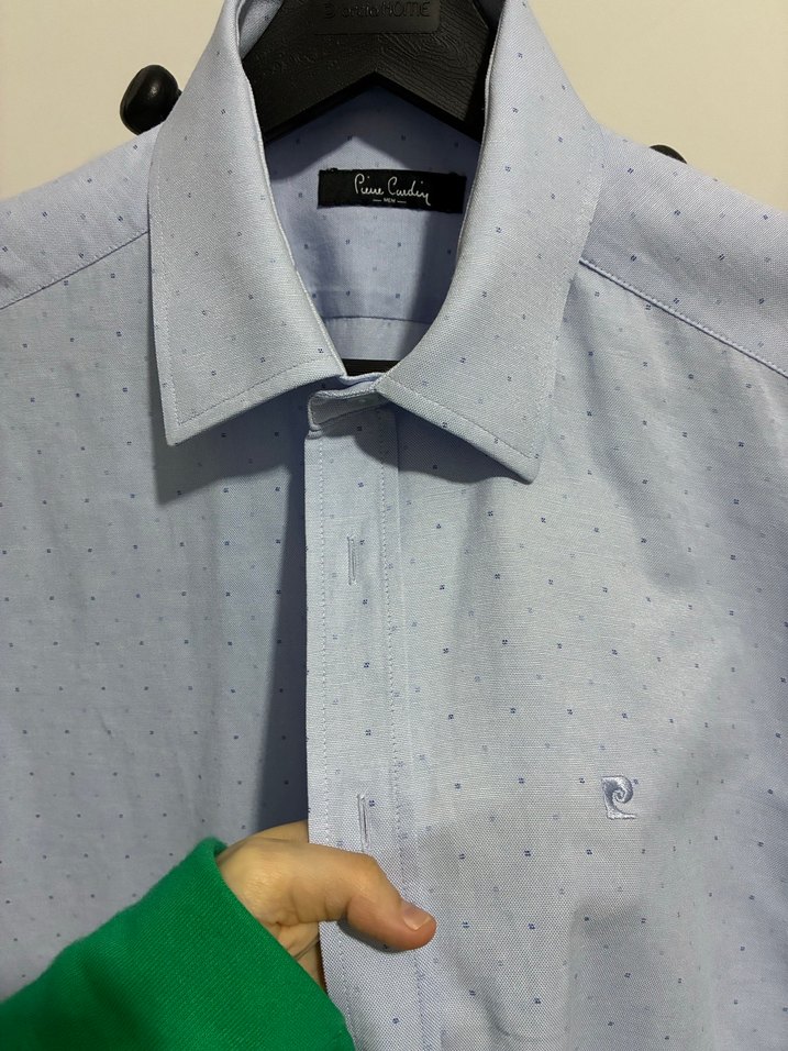 Erkek Mavi Düğmeli Uzun Kollu Gömlek Pierre cardin - Görsel 3