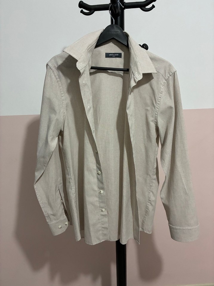 Pierre Cardin Erkek Bej pamuklu Uzun Kollu Gömlek - Görsel 2