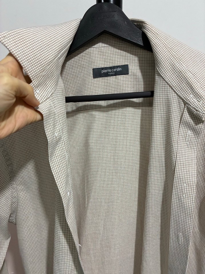 Pierre Cardin Erkek Bej pamuklu Uzun Kollu Gömlek - Görsel 4