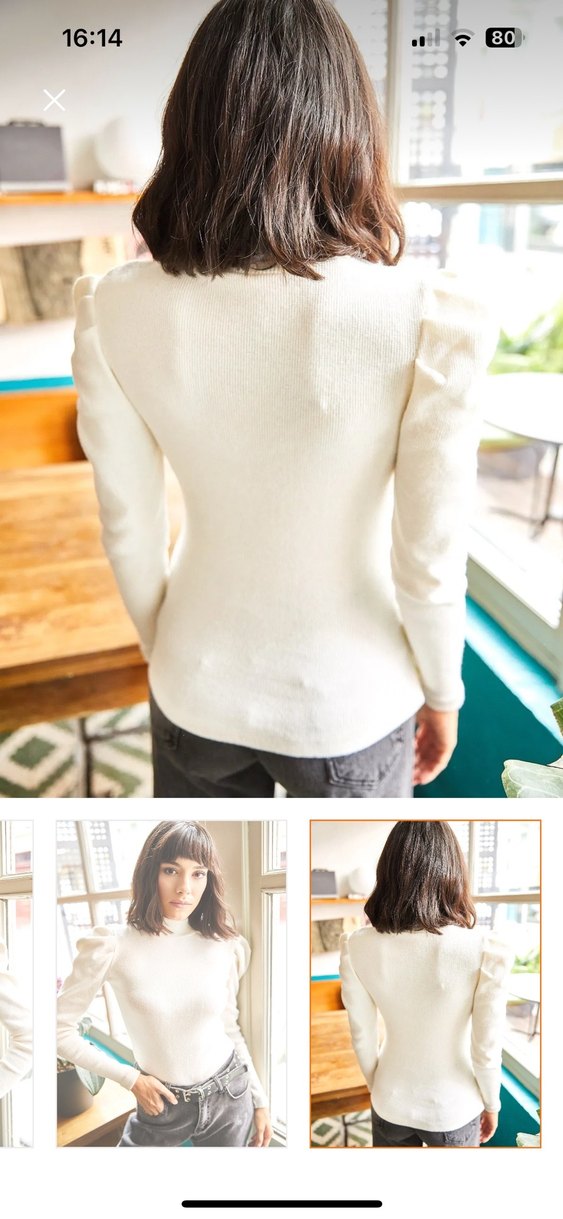 Olalook Kadın Ekru Balıkçı Yaka Fitilli bluz - Görsel 3