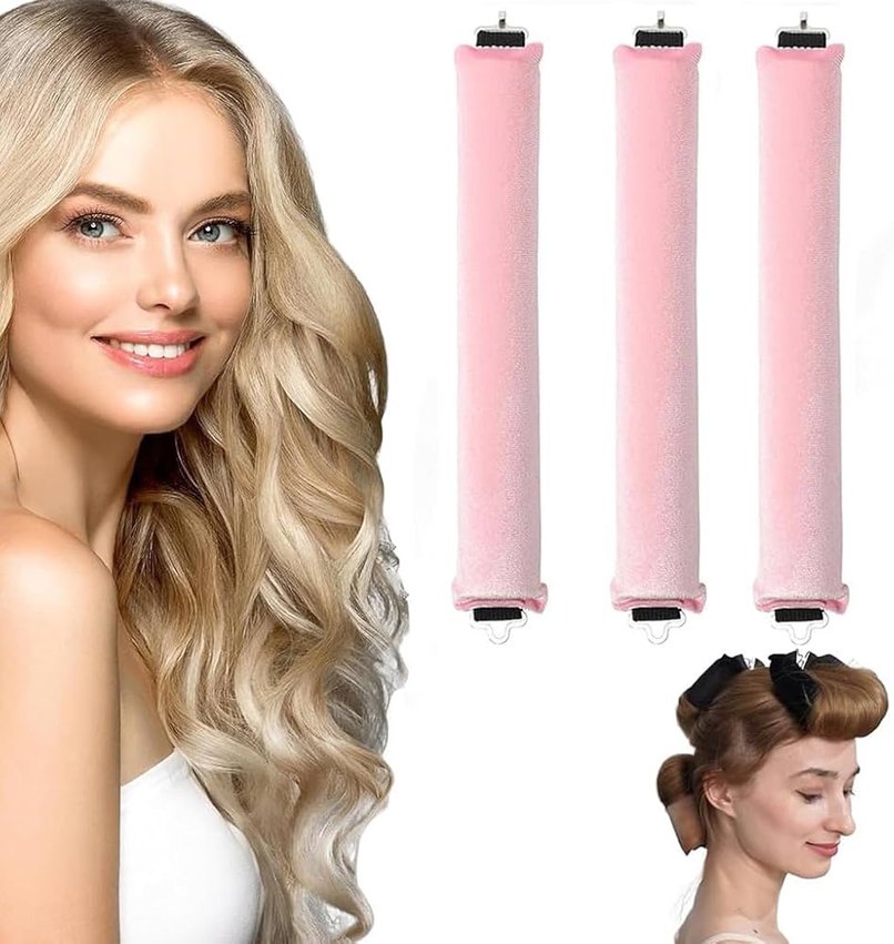 2li Pudra Pembe peluş sünger Saç Rulosu Seti — görsel 10/10