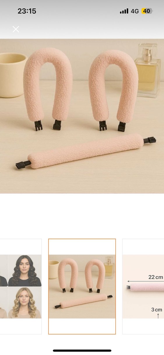 2li Pudra Pembe peluş sünger Saç Rulosu Seti — görsel 4/10