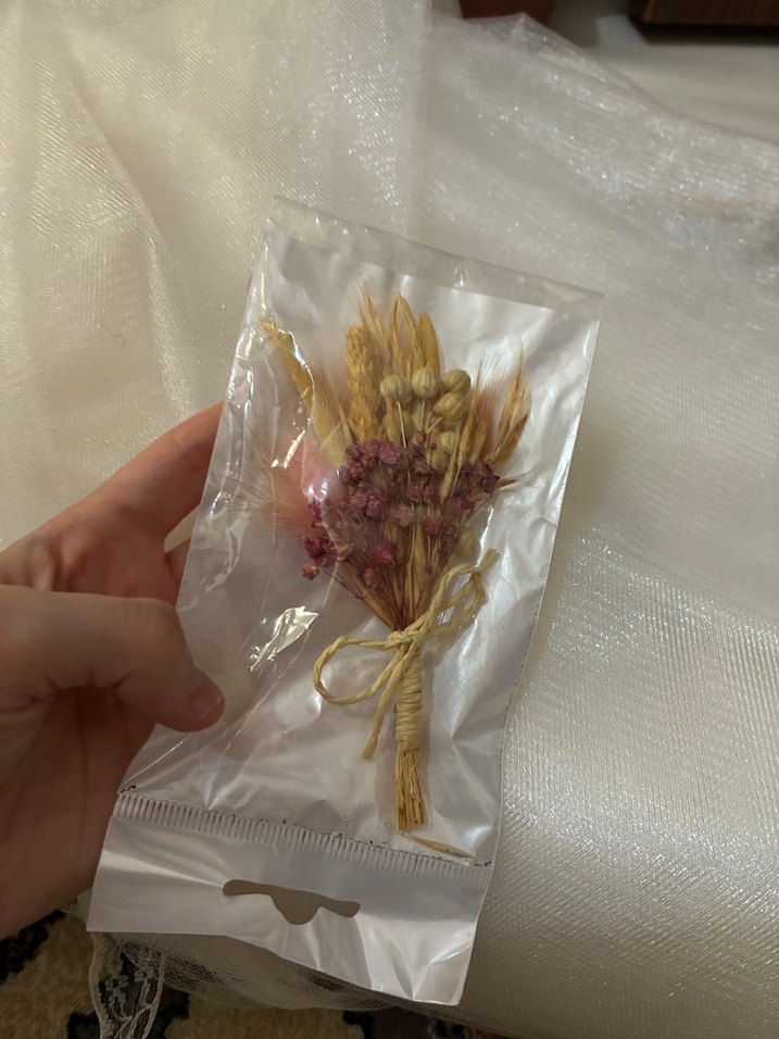 Doğal Buğday ve Kurutulmuş Çiçekli Şık Broş 12cm — görsel 6/9