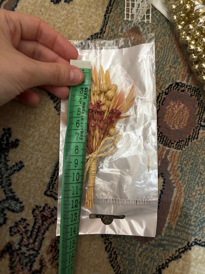 Doğal Buğday ve Kurutulmuş Çiçekli Şık Broş 12cm — görsel 7/9