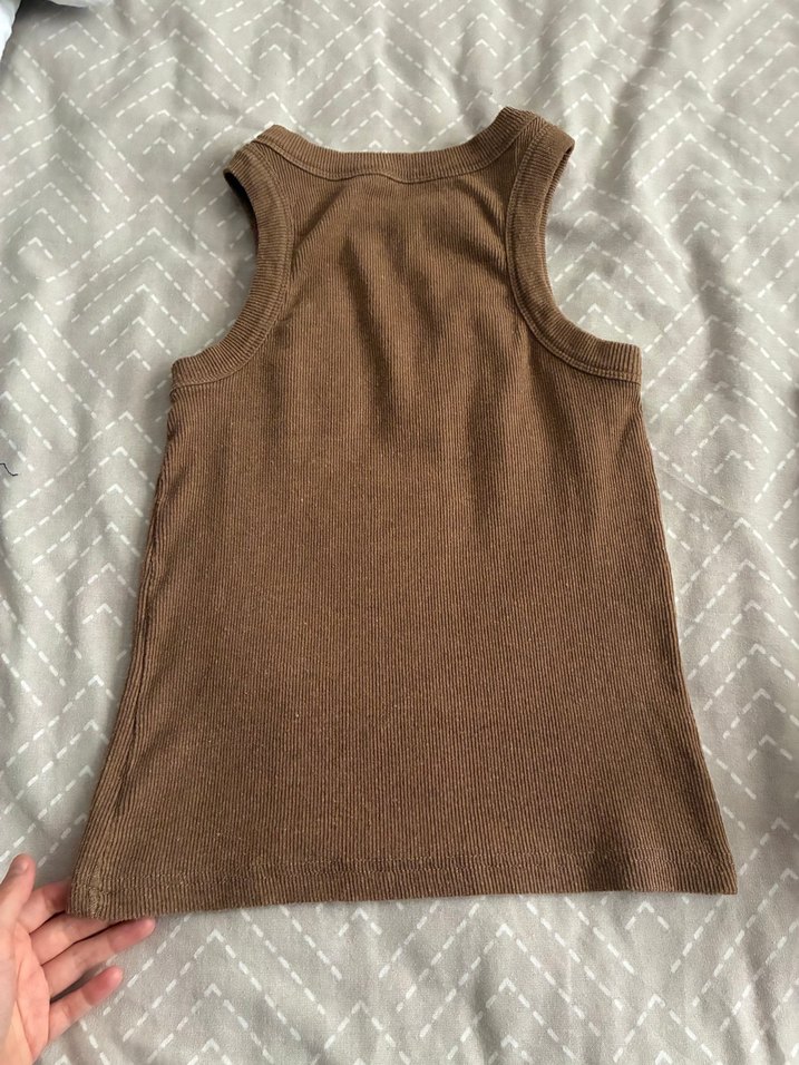 Kahverengi Kolsuz Yüksek Yakalı crop Atlet - Görsel 4