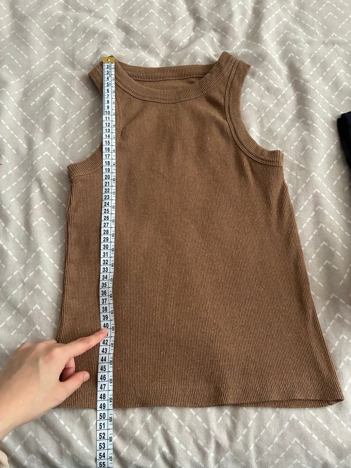 Kahverengi Kolsuz Yüksek Yakalı crop Atlet - Görsel 3