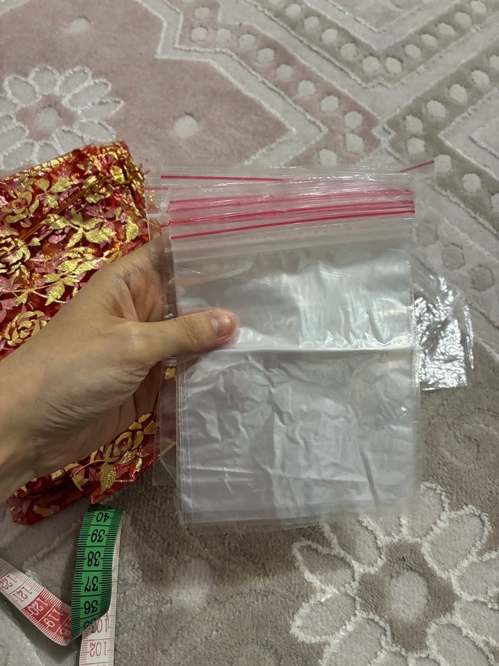 Kırmızı Altın Desenli kese &  10 mt kurdele  Paketi — görsel 15/15