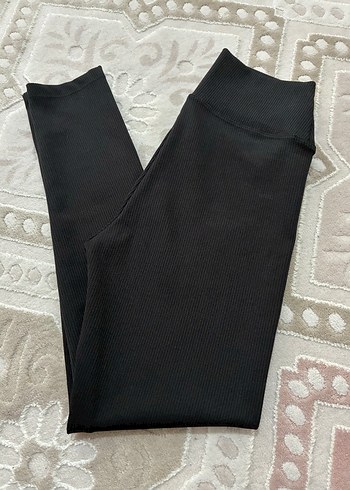 Tasarımcı Siyah Fitilli Yuksek Bel Tayt