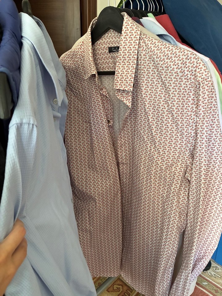 Desenli Uzun Kollu Düğmeli Erkek Gömlek Pierre cardin m beden - Görsel 2