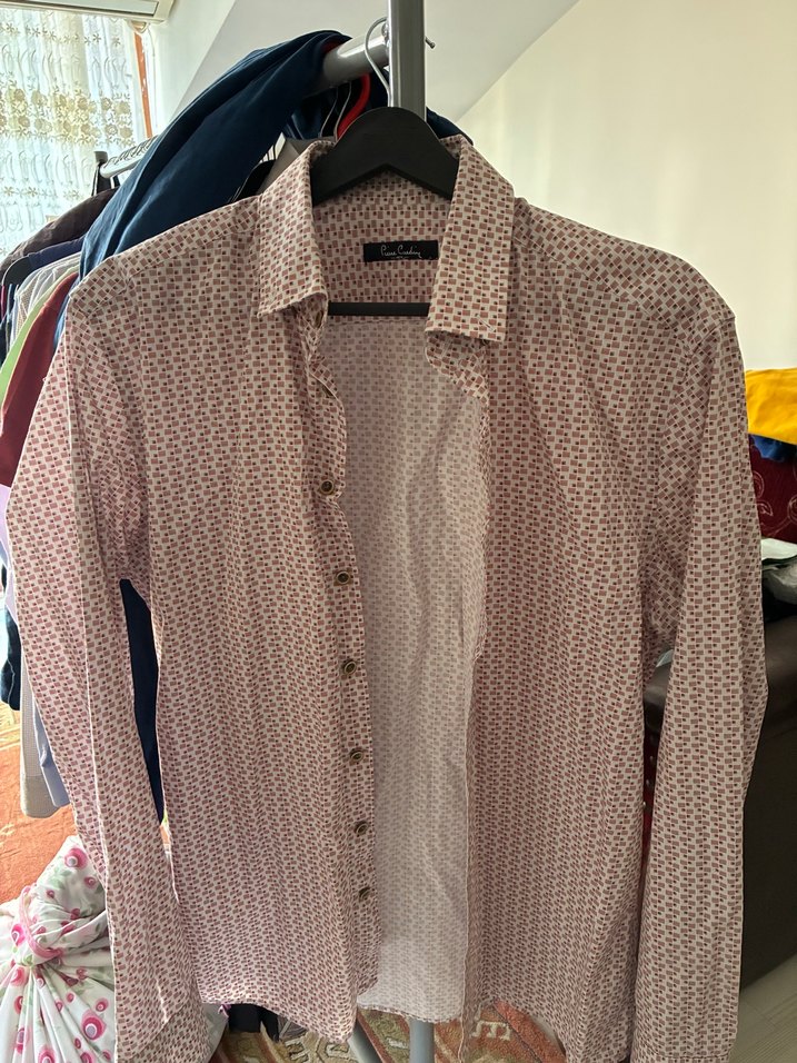 Desenli Uzun Kollu Düğmeli Erkek Gömlek Pierre cardin m beden - Görsel 5