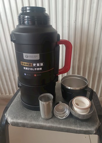 Beden 316L Paslanmaz Çelik Termos, Siyah-Kırmızı