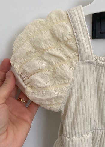 Beyaz Kız Çocuk Fırfırlı Elbise - Görsel 3