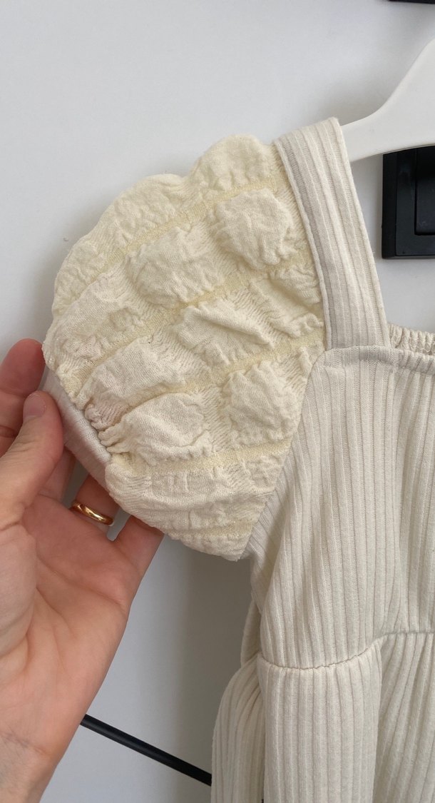 Beyaz Kız Çocuk Fırfırlı Elbise - Görsel 3