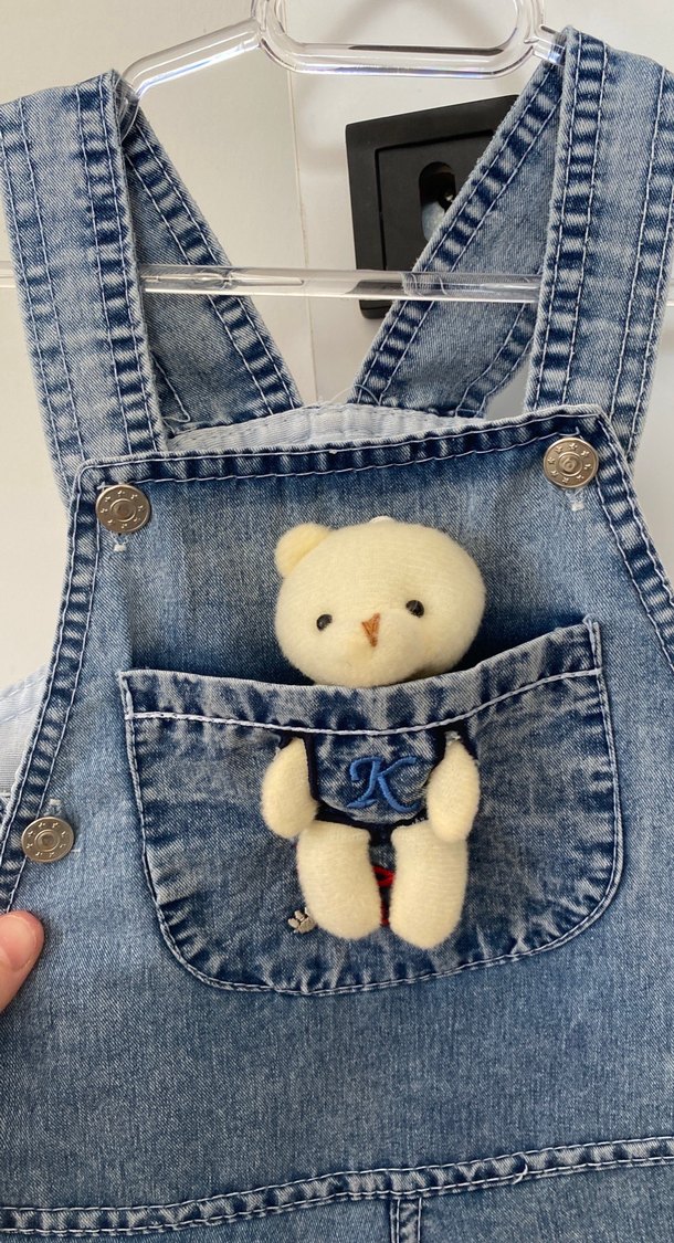 Mavi Denim Unisex Bebek Askılı Tulum - Görsel 2