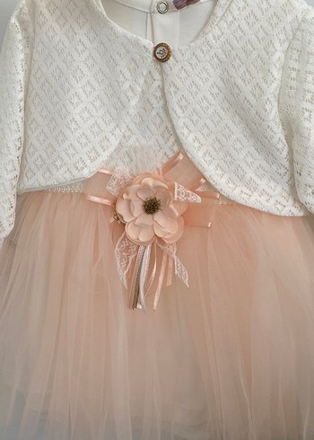 Kız Bebek Beyaz Dantelli Uzun Kollu Elbise - Görsel 5