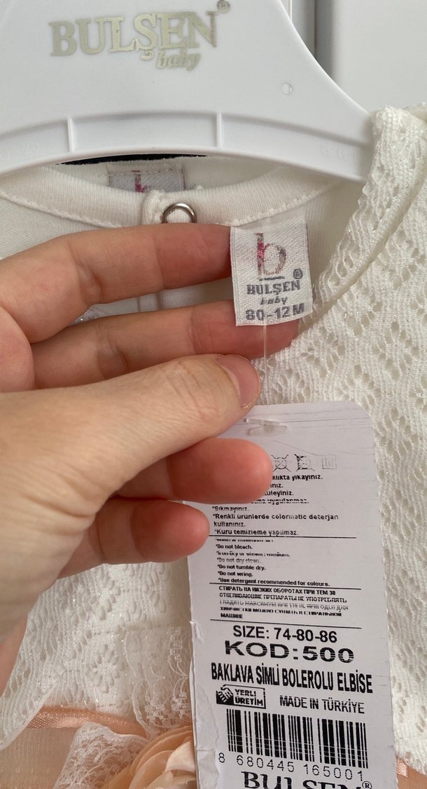 Kız Bebek Beyaz Dantelli Uzun Kollu Elbise - Görsel 2