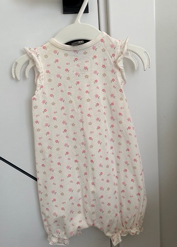 Düğmeli Bebek Kız Tulum Pastel Beyaz - Görsel 4