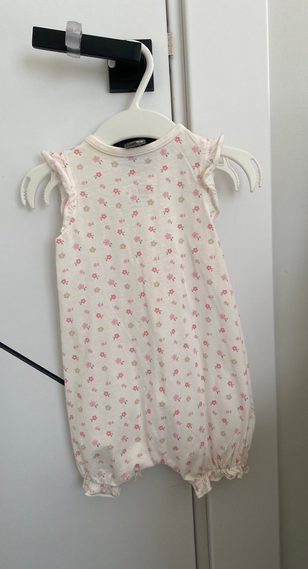 Düğmeli Bebek Kız Tulum Pastel Beyaz - Görsel 4