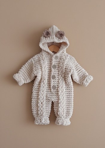 Bebek Erkek Örgü Tulum Beyaz - Görsel 2