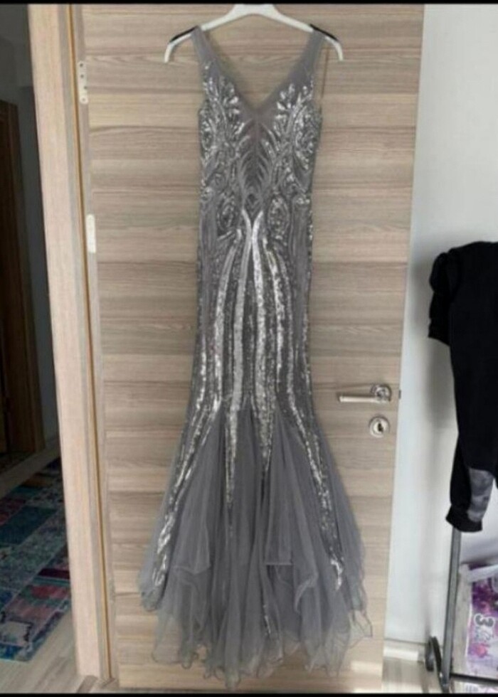 Gri abiye elbise - Görsel 3