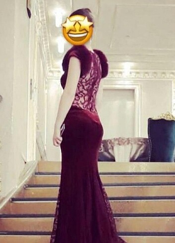 Bordo kadife abiye - Görsel 5