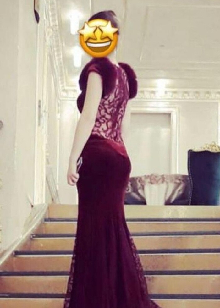 Bordo kadife abiye - Görsel 5