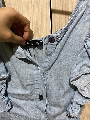 Mavi kot elbise - Görsel 2