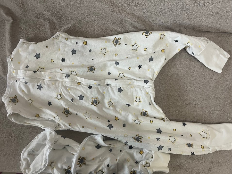 Didababy pazen 2 kat Erkek Bebek Fermuarlı Beyaz Uyku Tulumu - Görsel 3