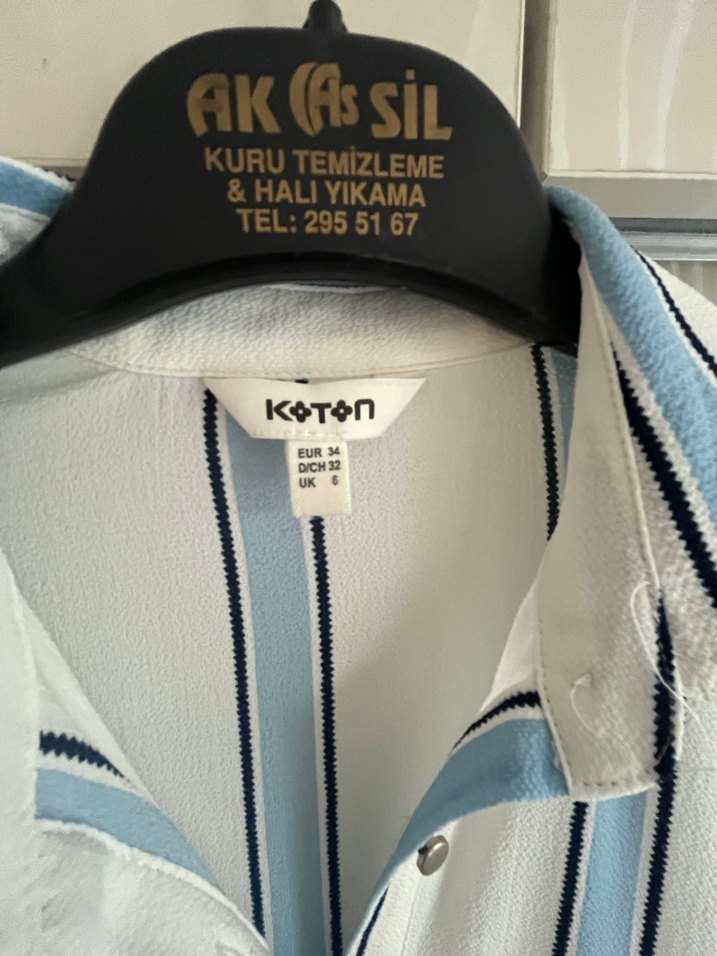 Düğmeli Çizgili Midi Kadın Gömlek tunik - Görsel 2