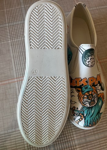 Beyaz Baskılı Kadın Platform Spor Ayakkabı4 cm topuk ayakkabı - Görsel 3