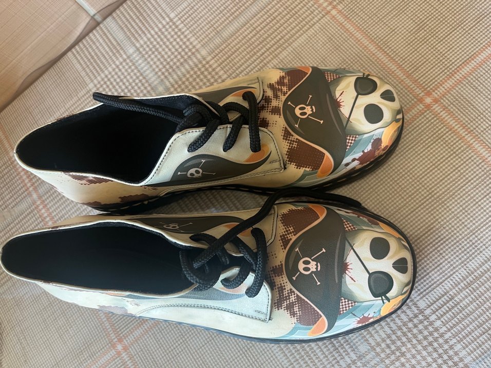 4cm topuk Kahverengi Baskılı Grunge Punk  bayan ayakkabı - Görsel 2