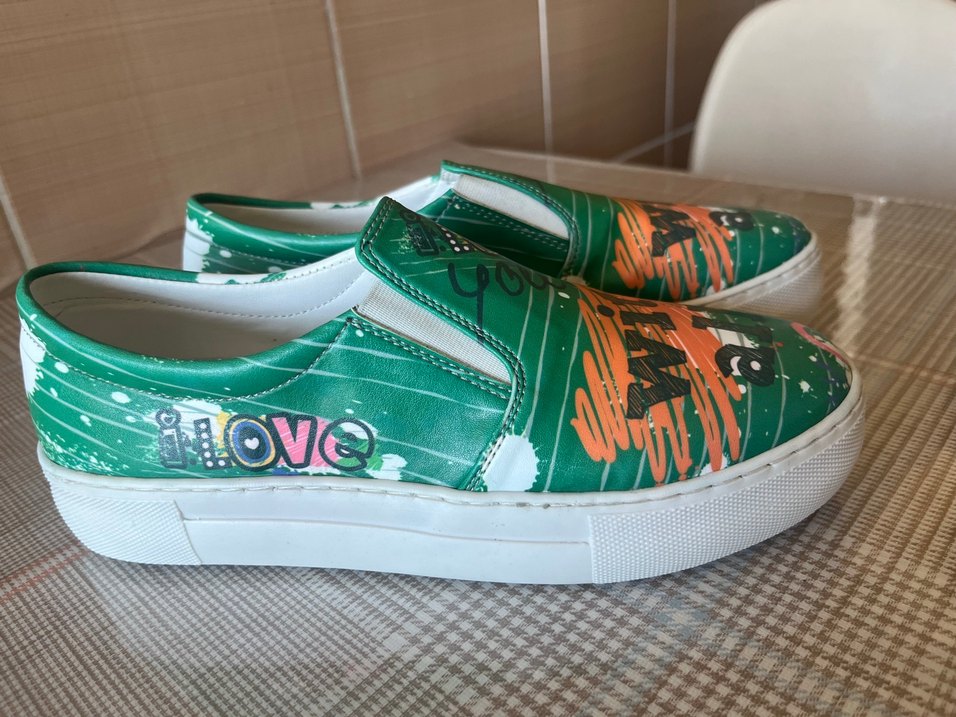 Renkli Yeşil Platform Topuklu Kadın Spor Ayakkabı - Görsel 3