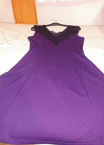 Mor Dantel Yaka Elbise - Görsel 7