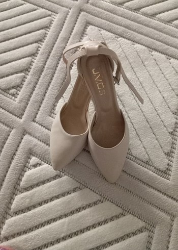 39 Beden Beyaz Süet Bağcıklı Stiletto Kadın Ayakkabı
