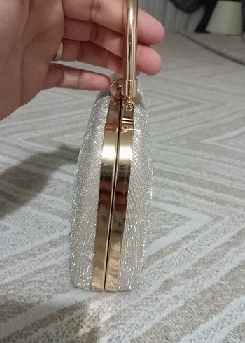 Diğer Parlak Gri Kadın Abiye Portföy Çanta