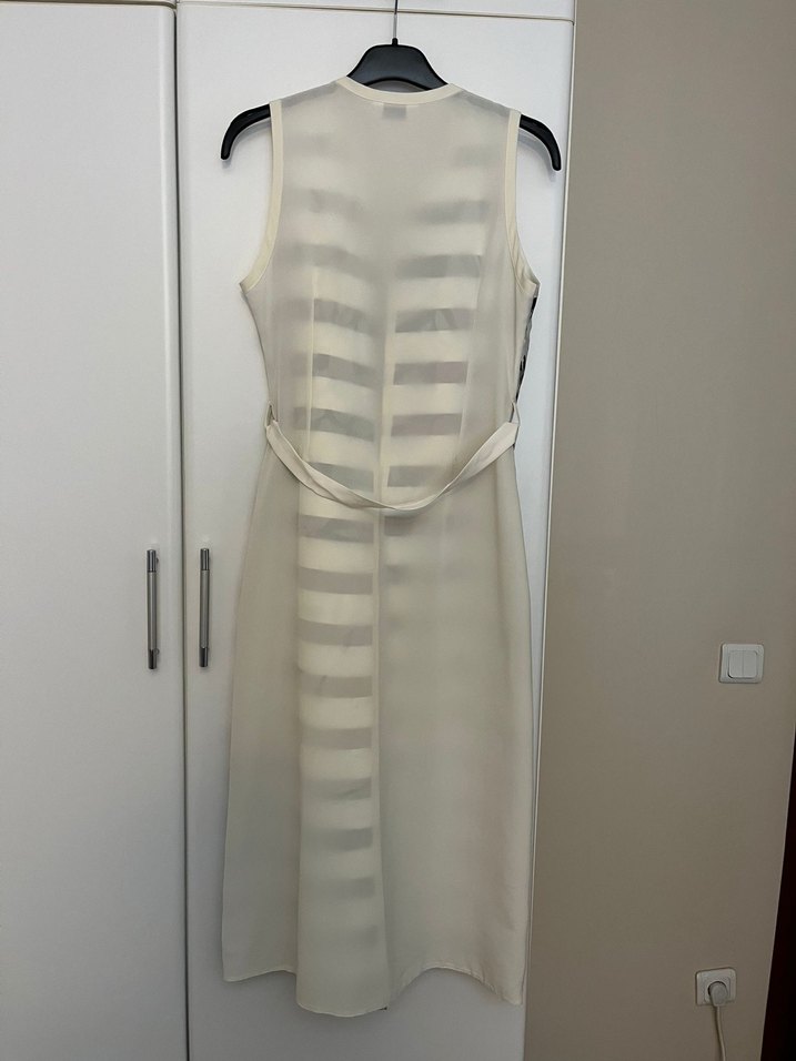 Çok Renkli Desenli Kemerli Uzun Kalem Elbise - Görsel 2