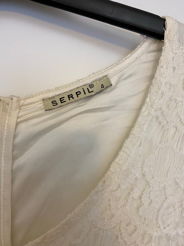 Kadın Beyaz Dantelli Kolsuz Uzun Keten Elbise - Görsel 3