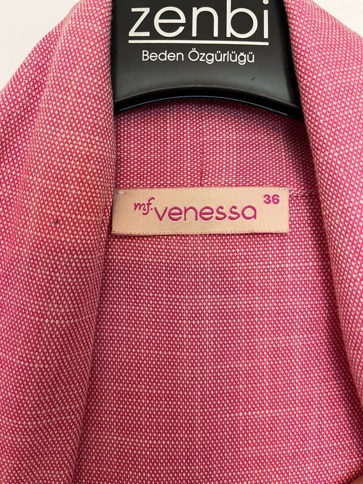 Pembe Keten Salaş Uzun Elbise - Görsel 3