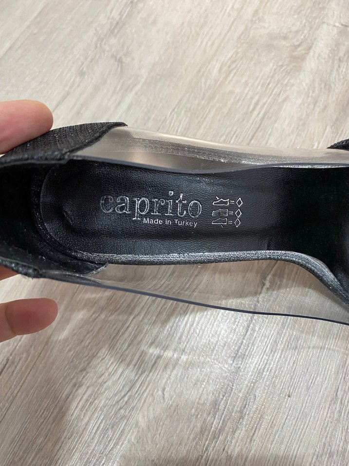 Siyah Yılan Derisi Desenli Topuklu Kadın Ayakkabı - Görsel 5