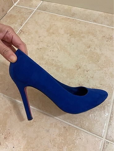 38 Beden mavi Renk Bershka süet mavi topuklu stiletto