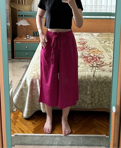 Pembe geniş paça rahat pantolon