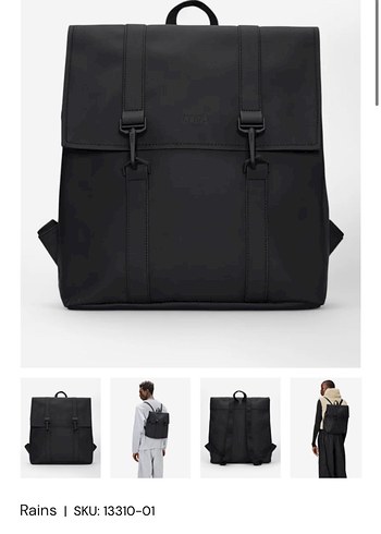 Diğer Rains Siyah Minimalist Sirt Cantasi