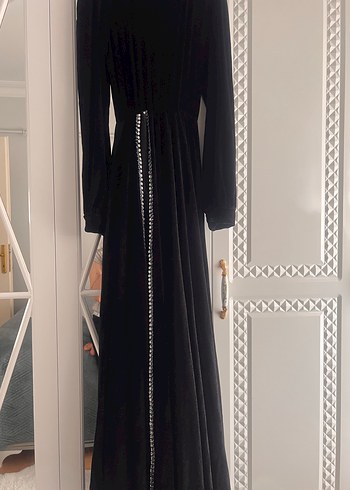 40 Beden Siyah Uzun Drapeli Gotik Abiye Elbise