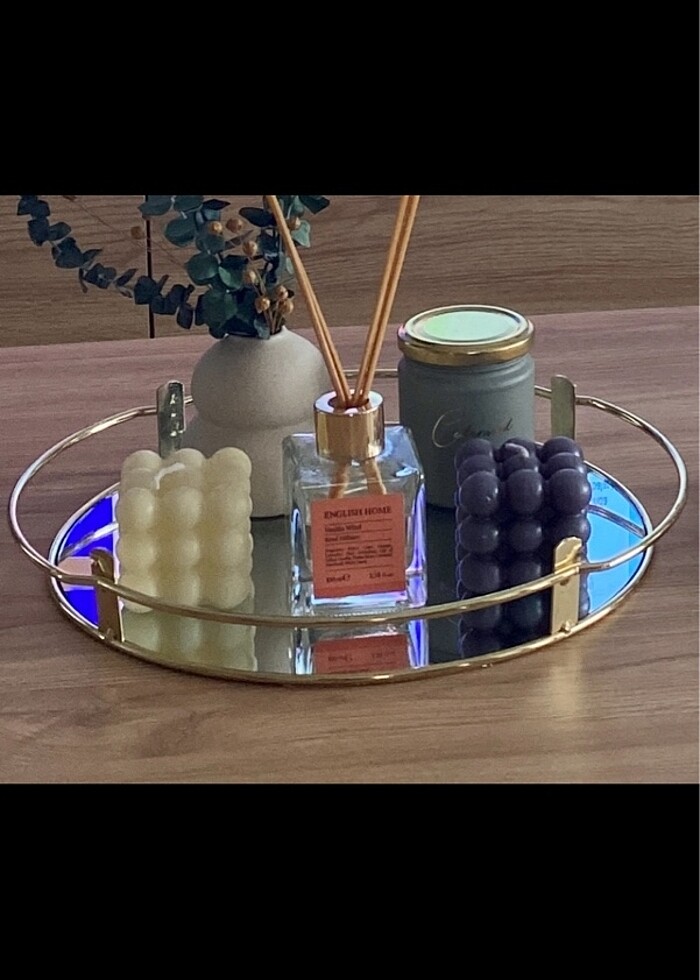 Gold aynalı dekoratif tepsi - Görsel 3