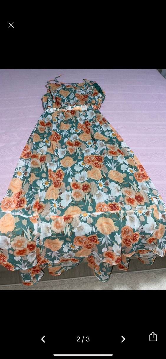 Çiçek Desenli Uzun Bohem Elbise - Görsel 3