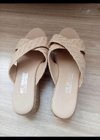 Bej Dolgu Topuklu Kadın Terlik - Görsel 2