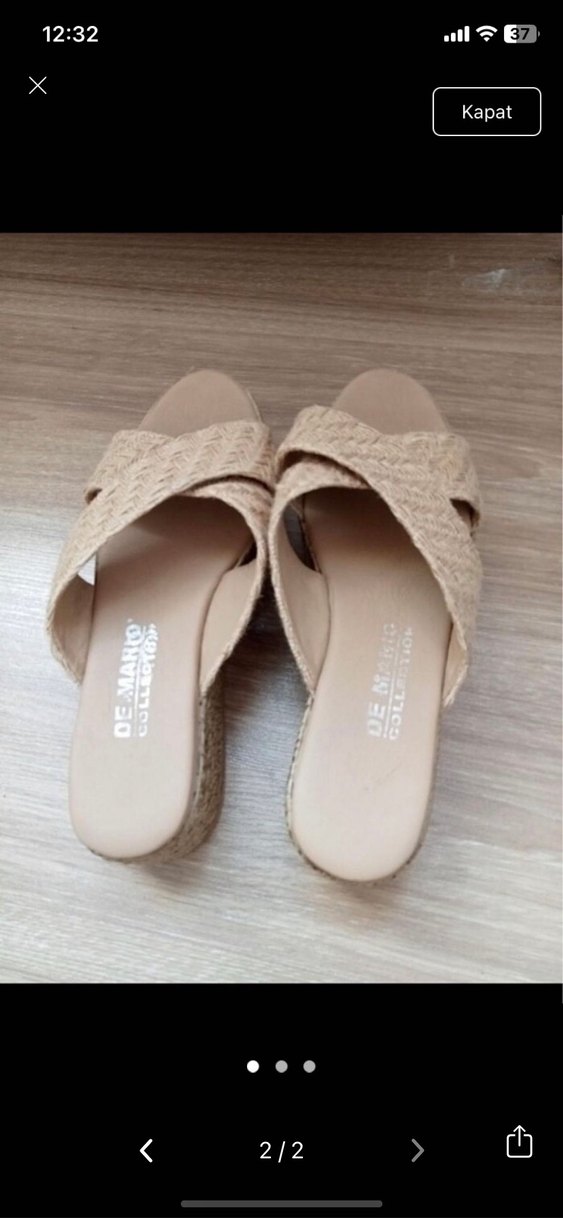 Bej Dolgu Topuklu Kadın Terlik - Görsel 2