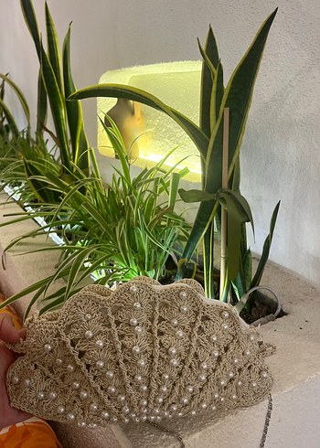 El emeği Bej Örgü Kadın Çanta - Görsel 2